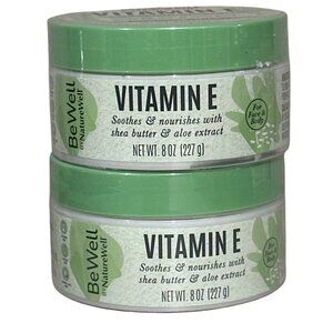 BeWell Naturals Vitamin E Cream 8 Oz (227 G) 2-Pack With Shea Butter & Aloe